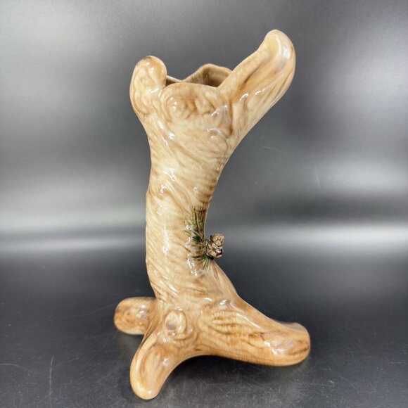 Vintage Keystone Ceramic Tree Trunk Vase Made in USA Ceramic Vessel Marked Vtg - Picture 8 of 12